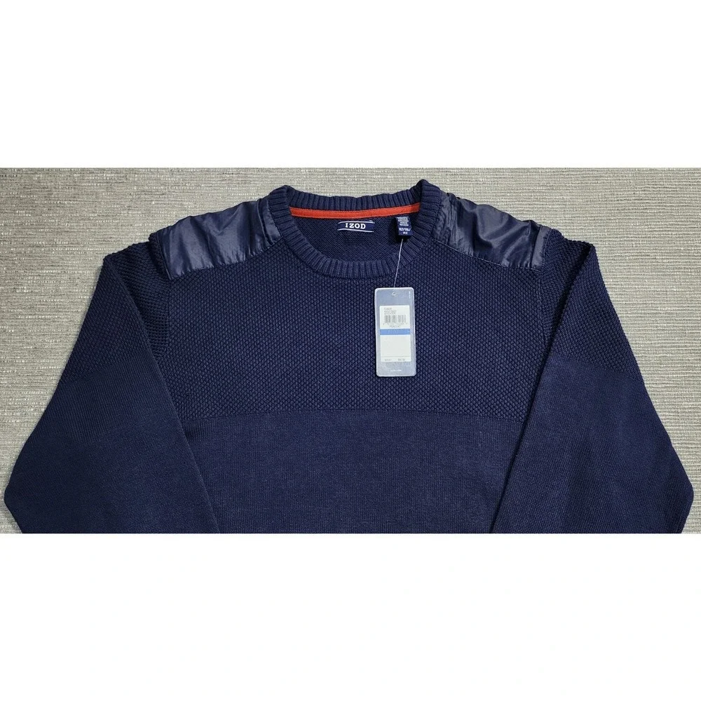 IZOD Navy Crewneck Sweater Knit Long Sleeve XL Tall NWT‎